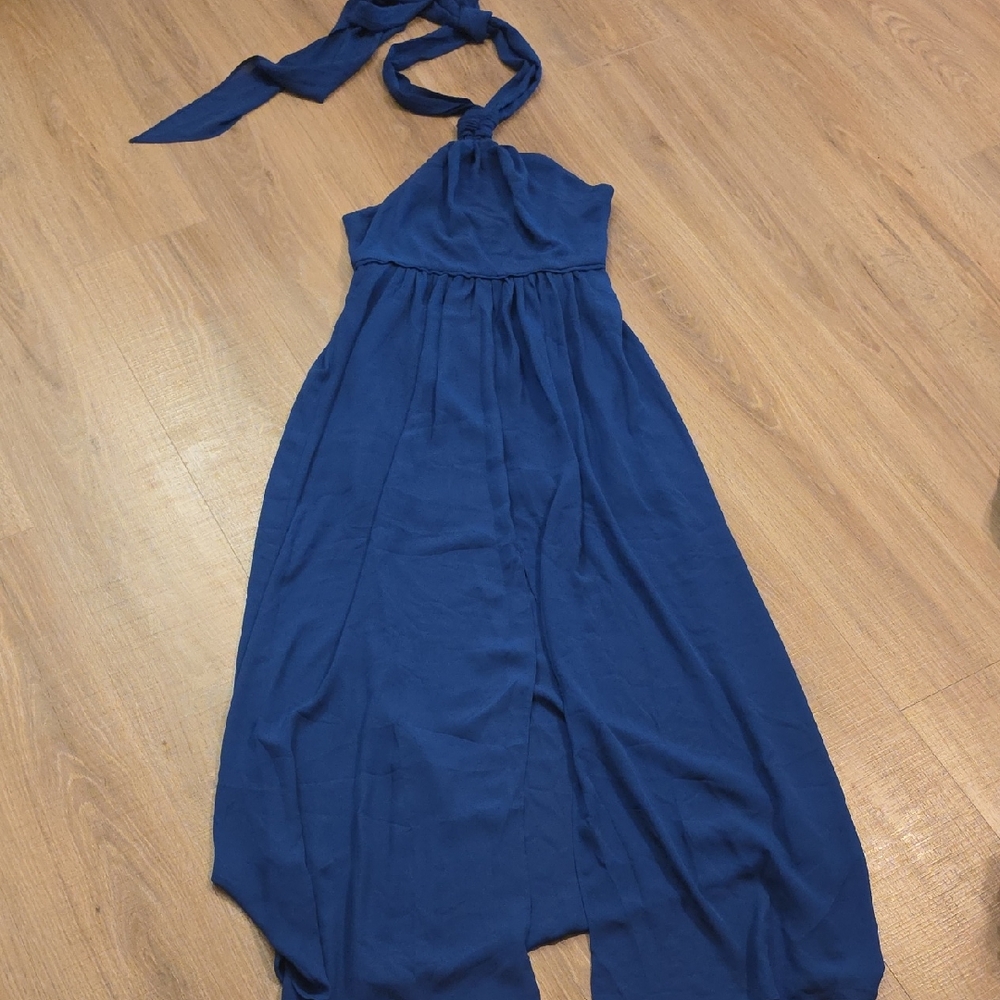 Shinestar Royal Blue Halter Maxi Dress